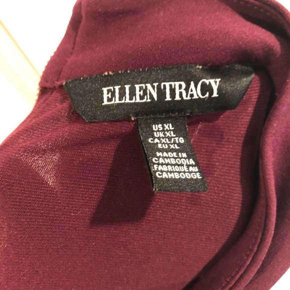 Ellen Tracy Purple Mock Neck Keyhole 3/4 Sleeve Blouse XL - Picture 3 of 3